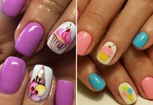 manicure with ice cream and cake