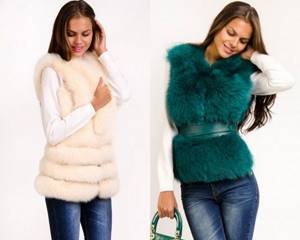 Fur vests of unusual colors