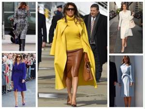 Melanie Trump looks in a coat