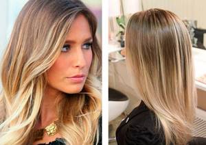 Fine highlights on light brown, dark, light brown hair. Photo, coloring instructions 