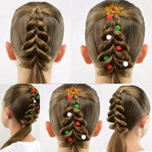 Fashionable herringbone hairstyle for girls in kindergarten 2020