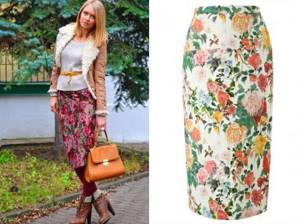 fashionable pencil skirt with floral print
