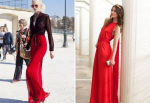 fashionable long red dress