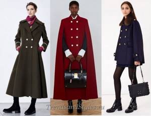 модное пальто осень-зима 2018-2019 года в стиле милитари