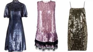 Модные коктейльные платья 2021 - блестящие с крупными с пайетками