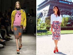 fashionable bows with a flowered skirt