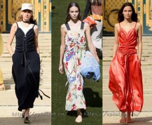 fashionable sundresses with draperies and ruffles photos