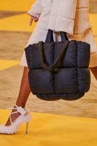 Fashionable bags made from Off-White jacket fabric