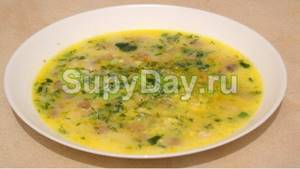 Milk-cheese soup with champignons