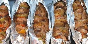Meat in foil with vegetables