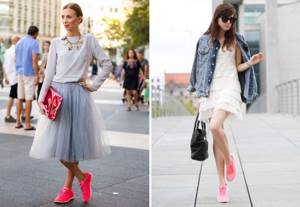 looks with pink sneakers