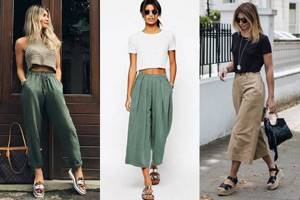 Looks with wide trousers and summer shoes