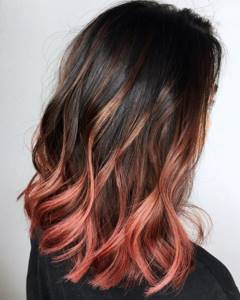 Medium Length Ombre with Rose Gold Highlights