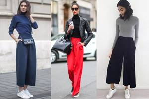 Autumn looks with wide trousers and turtlenecks