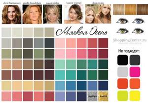 Color palette for the Soft Autumn color type