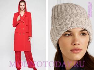 Hooded coat with knitted hat