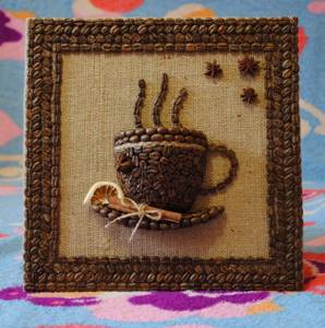 Панно из кофейных зерен и фасоли своими руками: мастер-класс с фото