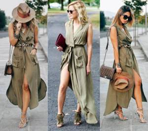 robe dress with sandals