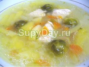 Healthy lunch with chicken soup