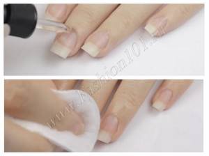 Step-by-step photo of broken glass manicure