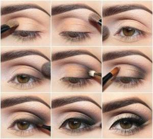 Step by step peach eye makeup