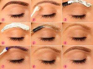 Step-by-step process for tinting eyebrows with henna dye