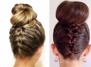 Hairstyle bun with French braid