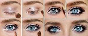 Профессиональный макияж – правила, техника выполнения для начинающих в домашних условиях: голубых, серых, зеленых, карих глаз. Фото