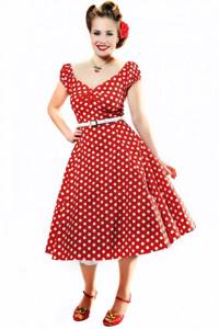 Retro red dress with polka dots