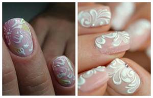 Drawings on nails with gel paint, photo