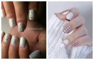 Nail designs in the form of a mesh or cobweb, photo