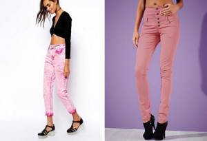 розовые джинсы