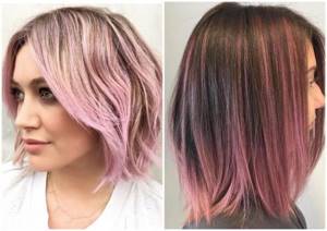 Pink streaks on dark hair. Photo, how to make 