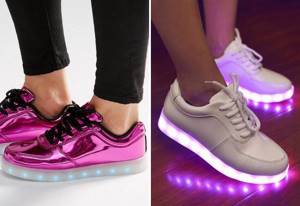 pink glowing sneakers