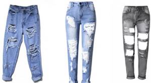 Рваные свободные джинсы
