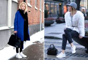 what to wear with white sneakers in winter
