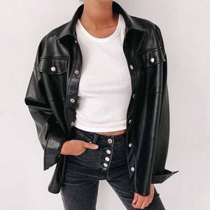 what to wear with an oversized black leather shirt