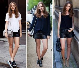 what to wear with leather shorts photo