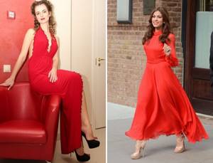 what to wear with a floor-length red dress