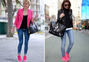 what to wear with pink sneakers