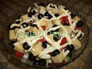 Salad with ham and cheese and cucumbers “Lucky Eight”