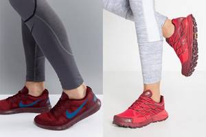 Gray leggings with red sneakers