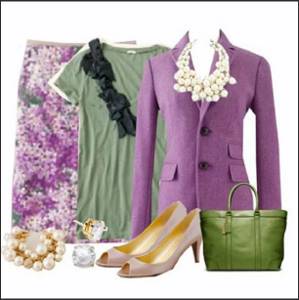 lilac color with green in clothes
