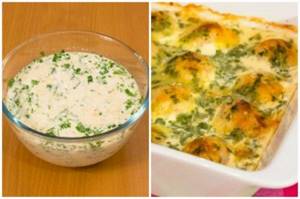 Creamy sauce and finished dish
