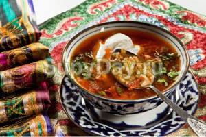 Суп по – узбекски с бараниной и баклажаном