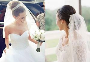 wedding hairstyle low bun with veil