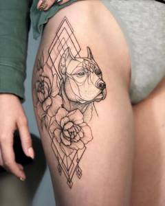 Geometry tattoo on thigh