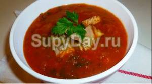 Томатный суп из скумбрии