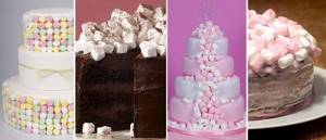 Cakes decorated with marshmallows