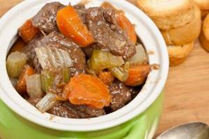 Beef stew with carrots and celery